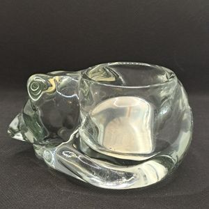 Indiana Clear Glass Cat Votive